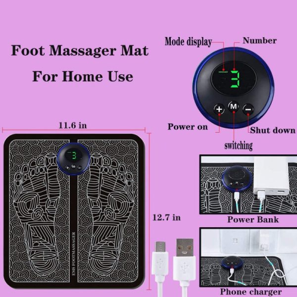 Portable EMS Foot Massager: USB Charging, TENS Therapy