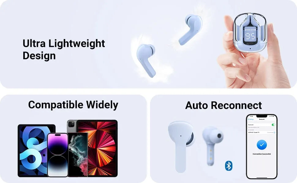 Air31 Earbuds Wireless Crystal Transparent Body